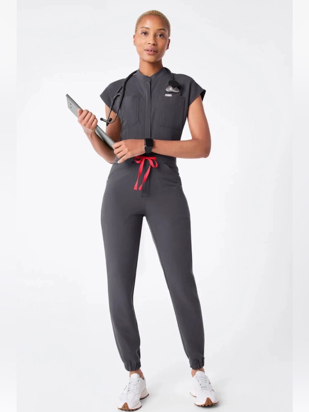 Figs Charcoal Gray Rafaela Jogger Jumpsuit Scrubs XXS